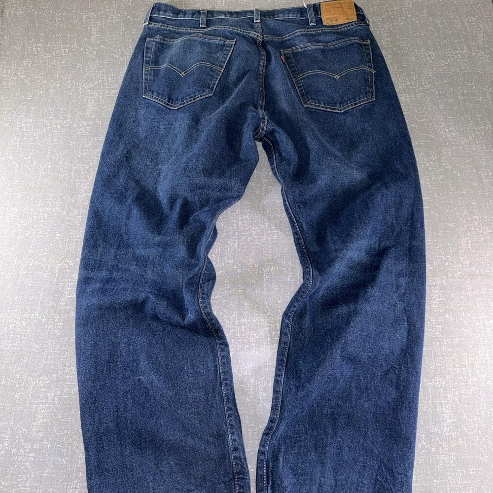 Levis 501 ST Jeans Mens 40x32 Blue Denim Button Fly Straight Leg Medium Wash